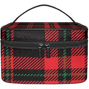 Rode Zwarte Groene Gird Make-up Organizer Bag, Reizen Make-up Tas Organizer Case Draagbare Cosmetische Tas voor Vrouwen en Meisjes Toiletartikelen, Meerkleurig, 22.5x15x13.8cm/8.9x5.9x5.4in
