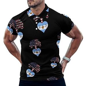 Argentinië US Root Heartbeat Casual Polo Shirts Voor Mannen Slim Fit Korte Mouw T-shirt Sneldrogende Golf Tops Tees XL
