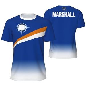 Sport Mesh T-Shirt Marshalleilanden Vlag voor Running Bike Voetbal Tennis Voetbal Fitness Tees 3D Gedrukt, Meerkleurig, L
