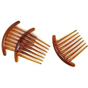 ANCLLO 2 Stks Zeven Tand Vrouwen Franse Twist Kam Haar Kant Kam Haar Clip Comb-Bruin