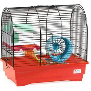 decorwelt hamsterstokken rood buitenmaten 40x25x39 knaagkooi hamster plastic kleine dieren kooi met accessoires