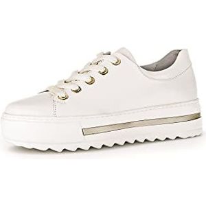 Gabor Low-Top sneakers voor dames, lage schoenen, uitneembaar voetbed, Witte latte, 40 EU