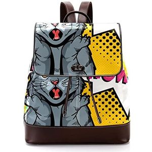 Gepersonaliseerde Schooltassen Boekentassen voor Teen Surprise Cat Pop Art, Meerkleurig, 27x12.3x32cm, Rugzak Rugzakken