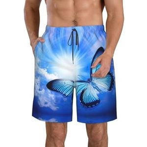 Paars Blauw Groen Camouflage Zebra Strepen Print Heren Zwemplank Shorts Zwembroek Trunks Badmode Sneldrogende Surfen Strand Essentiële Zomer, Gepersonaliseerde schoonheid vlinder, XL