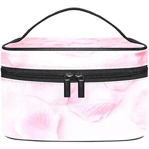 Make-up Organizer Bag, Travel Makeup Bag Organizer Case Draagbare Cosmetische Tas voor Vrouwen en Meisjes Toiletries Roze Bloemblaadjes, Meerkleurig, 22.5x15x13.8cm/8.9x5.9x5.4in