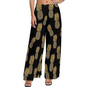 Geelgouden ananas vrouwen casual wijde pijpen lounge broek comfortabele losse joggingbroek joggingbroek broek