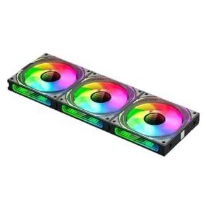 QPSJXN Argb Mirror Cycle Light Effect PC-koelluchtkit van Teucer JM-3 800-1800 rpm, compatibel met 360 mm waterkoeler (Black Forward)