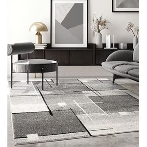 Modern design woon- of slaapkamer tapijts-sGeometrische patronen - Grijs 160x220s-sBinnen - The Carpet PEARL