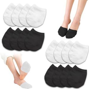 DERJDISF Dames Teensokken-8 paar Low Cut Sokken No Show Toe Cover Halve Sokken Onzichtbare Katoenen Teen Topper Liner met Naadloos, Elk 4 paar in zwart en wit