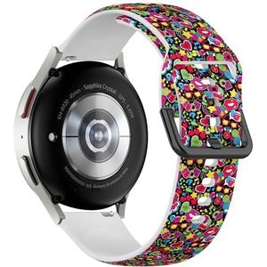 Sport-zachte band compatibel met Samsung Galaxy Watch 6 / Classic, Galaxy Watch 5 / PRO, Galaxy Watch 4 Classic (kleurrijke heldere trendy pop-art) siliconen armband accessoire