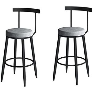 Barkruk Barkruk Moderne Barkrukken Set van 2 Fluwelen Gestoffeerde Zitting Bar Stoelen Metalen Voetsteun voor Ontbijt Bar Counter Keuken Eiland Roze Zithoogte - 65/75cm