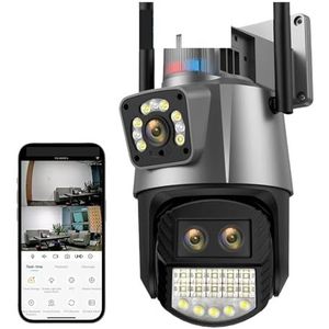Bewakingscamera, 4K 9MP HD PTZ IP Camera Outdoor 8X Zoom Drie Lens Dual Screen Camera 6MP Politie Licht alarm Video Surveillance(4MP Add 128G Card)