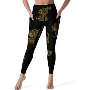 Baby Olifant Doodle Yogabroek voor dames, hoge taille, buikcontrole, workout, hardlopen, leggings, XL