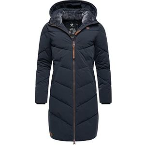 Ragwear Rebelka Wintermantel voor dames, warme gewatteerde jas, lang, met afneembare capuchon, XS-6XL, Navy22, M