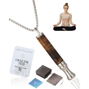 AZURAOKEY Ademhalingsketting met weerstand, gearomatiseerde lucht houten ademkant voor angstverlichting, stressvermindering en bewuste ademhaling, ideaal voor volwassenen tijdens het werk, reizen en