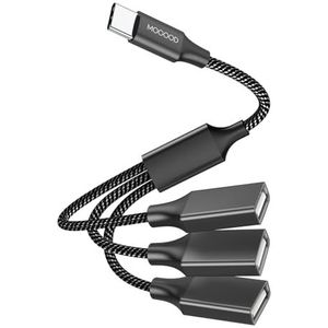 USB C Male naar Three USB Female Kabel Adapter, Type C naar 3 Type A 2.0Port Splitter Dongle Multi Hub Multi Connector Converter Kabel voor MacBook, iPad Pro Air, Microsoft Surface Go, PC, Laptop