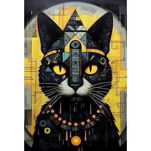 DIY Schilderen op nummer Zwarte kat met gouden decoratie schilderen op nummer volwassenen new york op nummer woondecoratie accessoires Geschikt voor40x60cm(Geen frame)