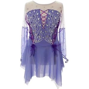 Kunstschaatsjurk For Meisjes, Lange Mouwen, Ijswedstrijd-dansoutfits For Dames, Aanpasbaar(4XL)