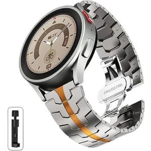 Titanium kleur band geschikt for Samsung Galaxy Watch6 Classic 43 mm 47 mm 5/4 40 44 mm geschikt for Huawei horloge 4Pro GT3 46 mm roestvrijstalen band(Color:Titanium Orange,Size:For Huawei GT3Pro 43)