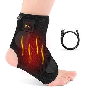 Enkelsteun, Voetverzorging Compressiemouw met Instelbaar Verwarmingsapparaat met 3 Versnellingen, Enkelbrace, voor Mannen en Vrouwen naar Verhoogt de Circulatie, Verlicht Pijn Snel(Zwart)