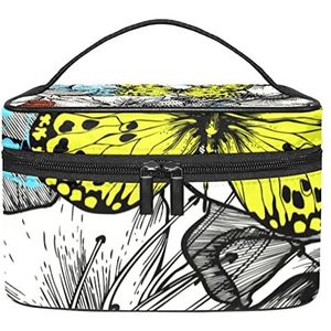 Reizen Make-up Cosmetische Case Opbergtas Wassen Schilderen Vlinder Cosmetische Tas Draagbare Voor Meisjes Vrouwen, Meerkleurig, 22.5x15x13.8cm/8.9x5.9x5.4in