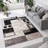 Tapiso Dream Vloerkleed Grijs Zwart Binnenkleed Woonkamer Slaapkamer Laapgolig Carpet Tapijt Maat - 160 x 220 cm