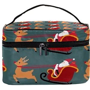 Kerstman trekken een kerstslee, Multi kleuren 1, 22.5x15x13.8cm/8.9x5.9x5.4in, Make-Up zakje