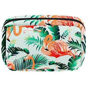 Tropische Flamingo Groene Cosmetische Rits Pouch Make-up Bag Reizen Waterdichte Toiletry Zakken voor Vrouwen, Meerkleurig, 17.5x7x10.5cm/6.9x4.1x2.8in