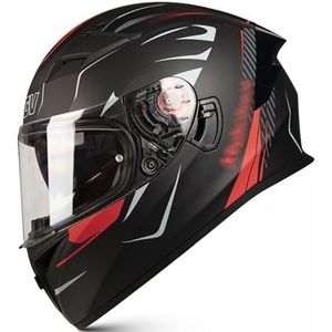 RYDZCLH motorfiets integraalhelm mode retro scooter bromfiets straat helm met dubbel vizier heren dames motorcrosshelmen voor alle seizoenen DOT/ECE goedgekeurd,A,M