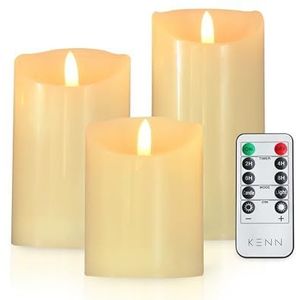 KENN® 3D Oplaadbare LED Kaarsen - 3 Maten - Inclusief Afstandsbediening - Bewegende Vlam - Veilig & Duurzaam - Realistische Kaarsen - Oplaadbare Waxinelichtjes - Led Kaarsen Oplaadbaar