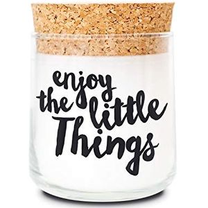 Feel Good Candle | Geurkaars in glas | Lantaarn | Kaars als cadeautje en voor decoratie (Enjoy the little Things, Kaneel - Sinaasappel)
