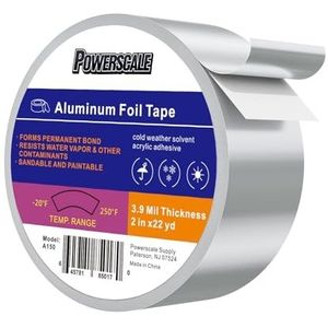 PowerScale Aluminium plakband, 1 rol, 50 mm x 20 m, zelfklevend aluminium plakband, water- en hittebestendig, voor reparaties