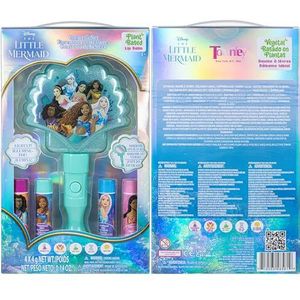Disney Little Mermaid Cosmetic Set 4pk Lip Balm Plant Based with Light Up Mirror and 1 Assorted Princess Stamp - 2023