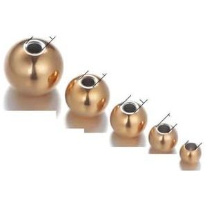 3-8 mm roestvrij staal goudkleurige losse kralen armbanden kettingen bedels spacer kralen voor doe-het-zelf sieraden maken bulkbenodigdheden-Rose goud-6mm-30st