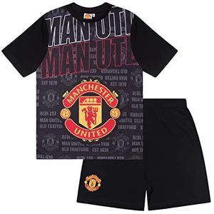 Manchester United FC - Pyjama met korte broek voor jongens - Officieel - Clubcadeau - Zwart - 8-9 jaar