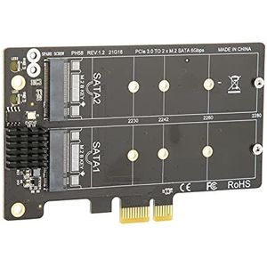 Deskstop Pc-uitbreidingskaart PCIE X1 Naar NGFF M.2 SATA 6G-adapterkaart M.2SATA-kanaal SSD 2-poorts Adapteruitbreidingskaart voor voor Linux