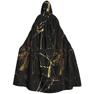 Wurton Zwart goud marmeren carnaval cape met capuchon voor volwassenen, heks en vampier cosplay kostuum, mantel, geschikt voor carnavalsfeesten