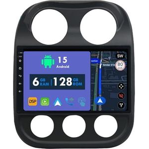 RoverOne Autoradio GPS voor Jeep Compass 2010-2016 Carplay Android Auto Stereo Hoofdeenheid Bluetooth WiFi Radio Speler Sat Navigatie