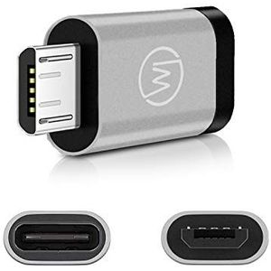 Wicked Chili MicroUSB naar USB-C adapter - aluminium, Type C aansluiting en micro-USB stekker voor OTG mobiele telefoon/tablet