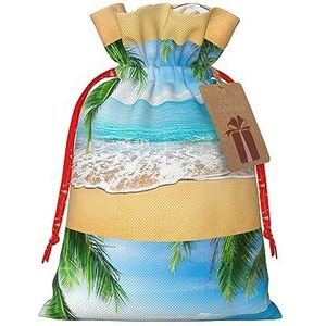Ocean Sea Beach Palm Bladeren Print Xmas Wrapping Voor Alle Soorten Vakantie Trekkoord Kerst Gift Zakken Assortiment