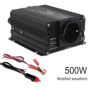 Auto-omvormer 500W-2600W piekvermon DC12V-AC 50Hz spanningstransformator-omvormer(500W black)