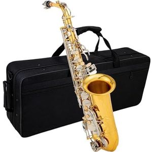 saxofoon kit Altsaxofoon Eb Messing Lichaam Gesneden Witte Shell Gouden Lichaam Zilveren Sleutels Saxofoon Met Riethandschoen Terug Wrijven Coth