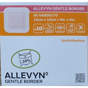ComfortCare: ALLEVYN Gentle Border 10 cm x 10 cm x 10 zelfklevende schuimdressing voor zachte wondgenezing