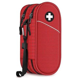 SITHON EpiPen Medische Draagtas, Draagbare Dubbellaagse EHBO-tas, Geïsoleerde Medicijntas Organizer voor 2 EpiPens, Astma-inhalator, Antihistaminicum, Auvi-Q, Allergiemedicijnen Essentials (Rood)