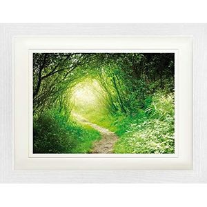 1art1 Bossen Poster Deep Green Forest, Into The Light Ingelijste Foto Met Passepartout | Muur Foto's | In Een Fotolijstje 40x30 cm