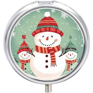 Pillendoosje Travel Pill Organizer Merry Christmas Leuke Sneeuwpop Gedrukt Leuke Pillendoos Handige Pillendoos Geschikt om in zakken en tassen te worden geplaatst