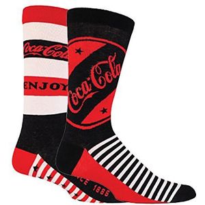 Coca Cola - 2 paar mannen Funky kleurrijke nieuwigheid katoenen sokken met sterren en strepen