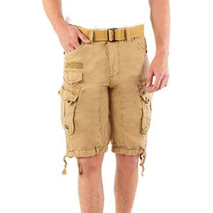 Geographical Norway PANORAMIQUE MEN - Mannen Casual Katoenen Bermuda Shorts - Mannen Sport Cargo Shorts - Ademende Chino Bermuda Shorts - Korte Shorts Normaal Comfortabel BEIGE XXL