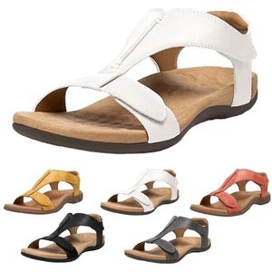 Orthopedische Sandalen Voor Dames, Platte Sandalen Voor Dames, Orthopedische Steunzolen, Instappers Met Open Teen (41,Wit)