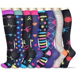 8 paar compressiesokken voor dames en heren - Geweldig voor medische, circulatie, & herstel, verpleegkunde, reizen & vlucht sokken - Running & Fitness